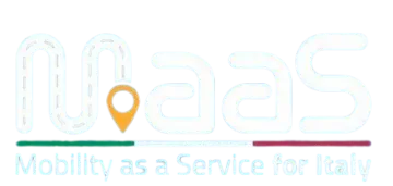 Logo MaaS bianco (mobility as a service)